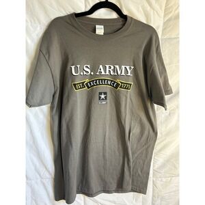 US Army T Shirt Mens L Gray Gildan Ultra Cotton‎ Excellence Est 1775 Graphic Tee